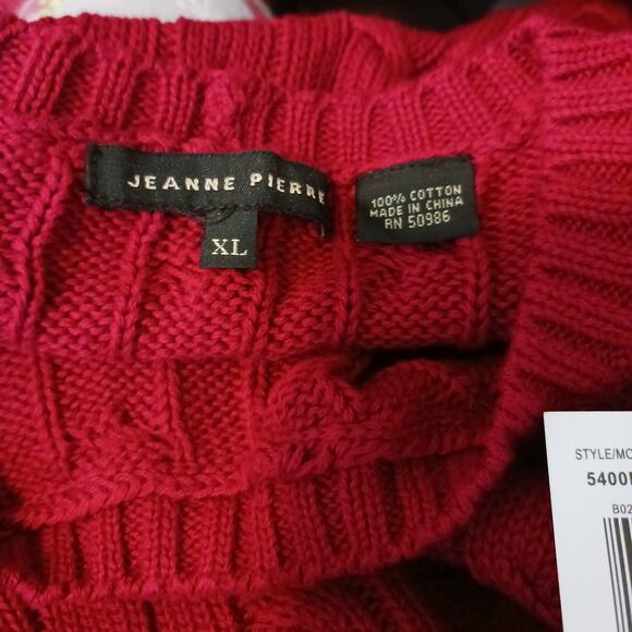 Jeanne Pierre Carmine Red Cotton Textured Sweater NWT Sz XL - Picture 9 of 10